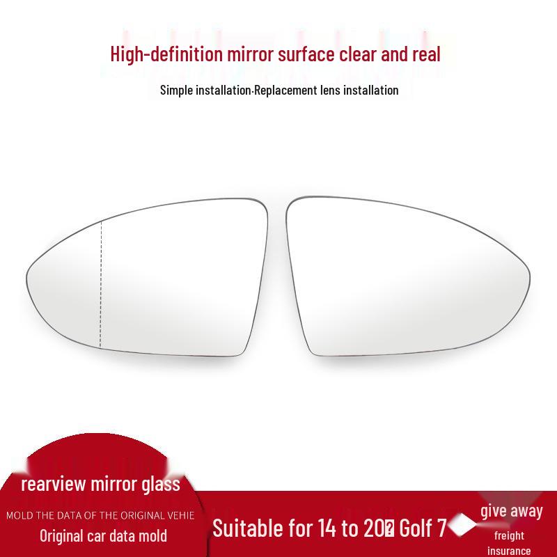 For Volkswagen Golf 7 (2014-2020) Left & Right Exterior Rearview Mirror Reflective Lenses.