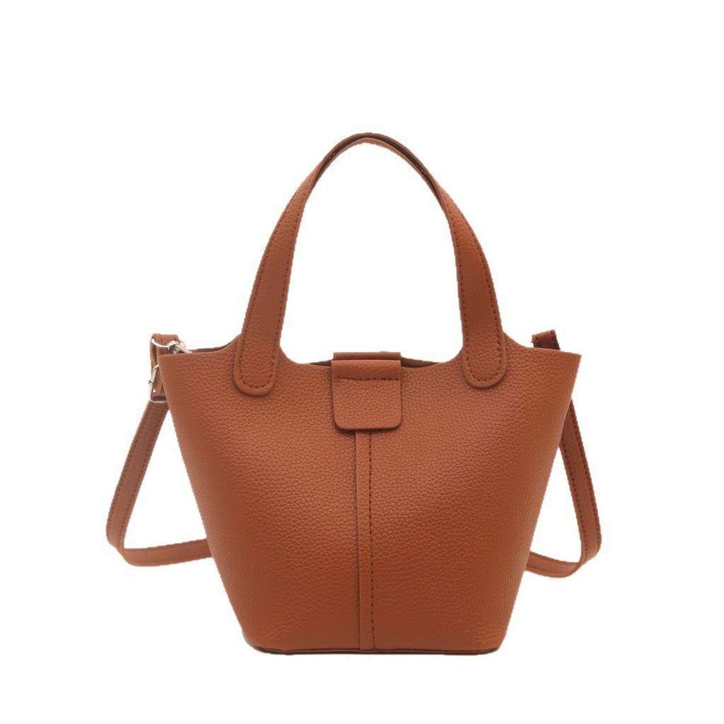 Pu Leather Small Bucket Bag With Magnet Closure For Casual Daily Use