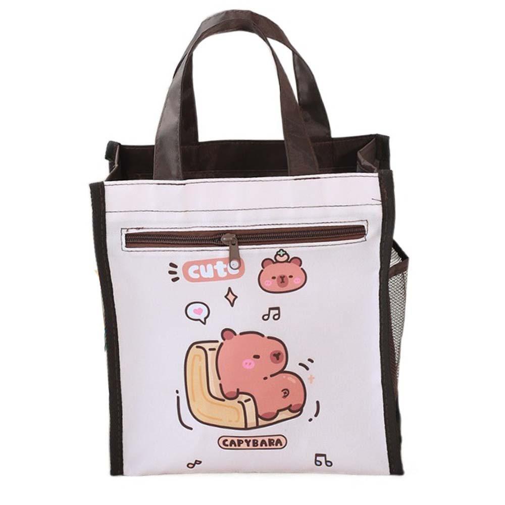 Large Capacity Capybara Handbag Double Layered Cartoon Storage Bag Children Tutoring Bag  Daily