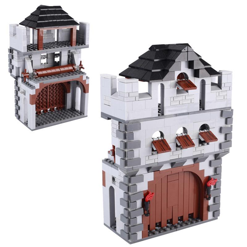MOC Medieval Scene Building Blocks Military Camp Viking Warrior Soldiers Tent Outpost Pirate Ship Stable Castle Wall Bricks Toy