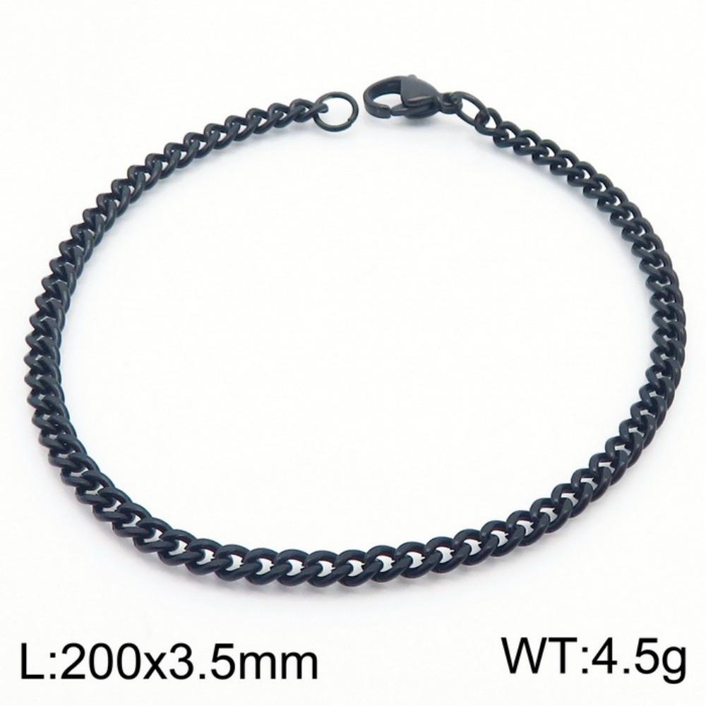 Jewelry Side Flat Chain Stainless Steel Chain, Simple Titanium Steel Men's Trend Hip-hop Bracelet Accessories