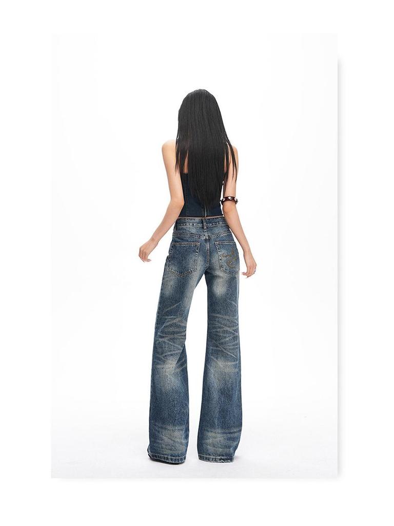 Women's Retro Low-Waist Micro-Flare Jeans - Slimming & Loose Fit for Spring/Autumn 2026