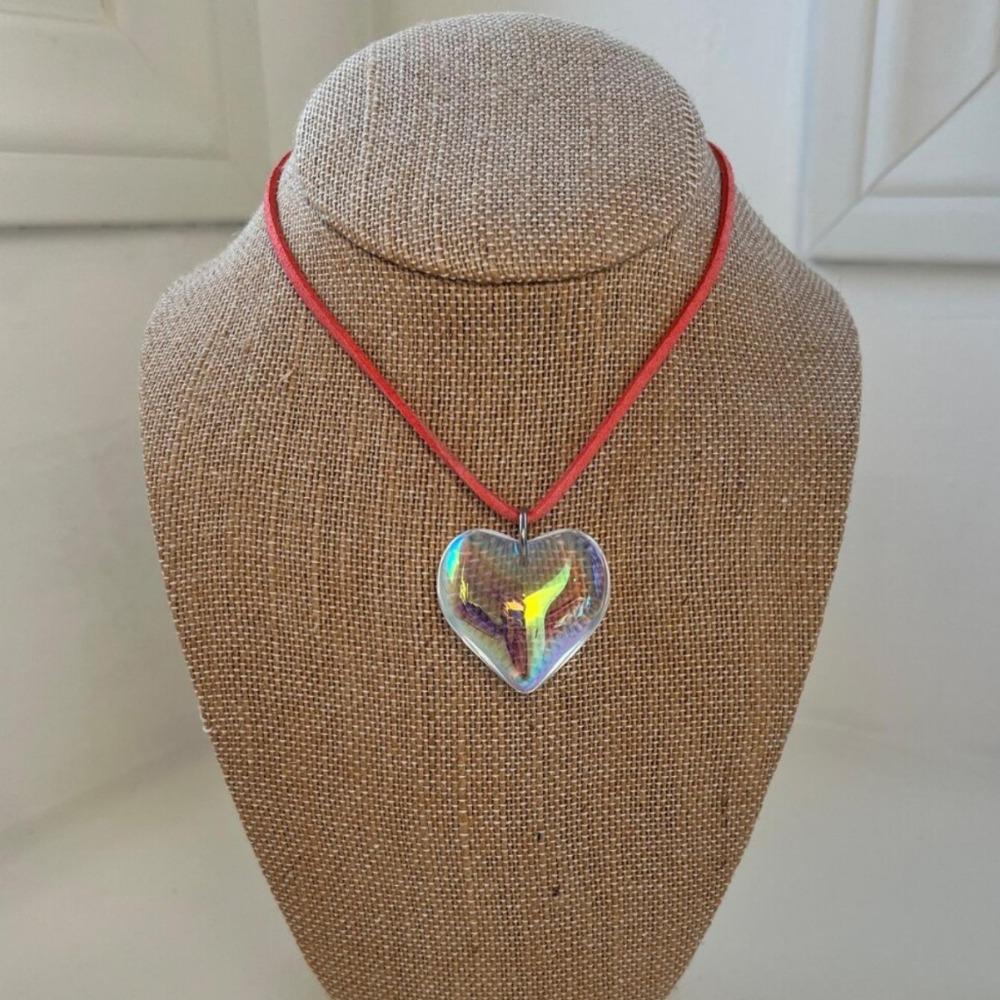 Y2K Gothic Colorful Stereo Heart-shaped Glass Crystal Pendant Adjustable Chain Necklace for Women Trend Charm Jewelry Accessory