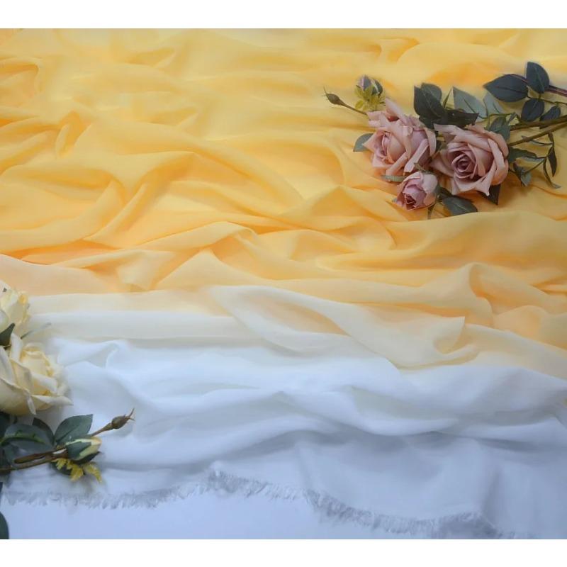 Gradient Color Organza Tulle Fabric 100D Chiffon Fabric for Diy Ancient Style Hanfu Dress Stage Dance Costume Drape Decor Craft