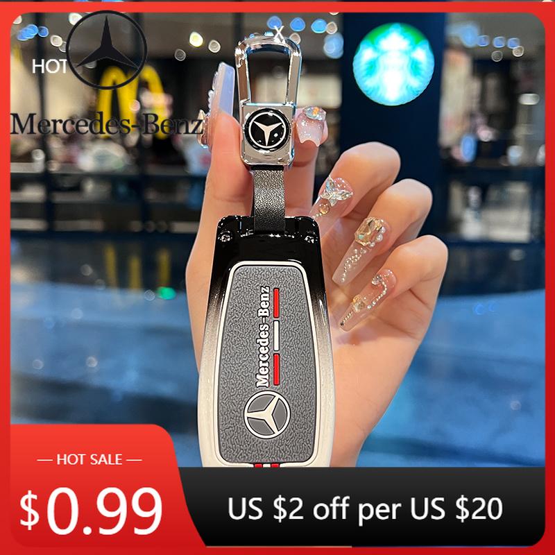 Car Sticker New Style Car Key Case Cover Holder Shell Fob For Mercedes Benz A C E S G Class GLC CLE CLA GLB GLS W177 W205 W213 W