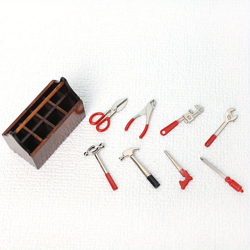 

9pcs 1:12 Dollhouse Miniature Toolbox Handmade Mini Tools Sets Model Furniture Accessories For Doll House Decor Kids Toys DIY коричневий