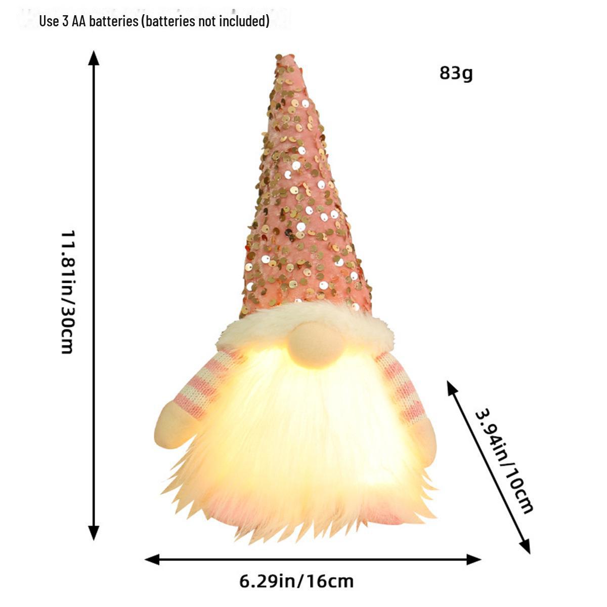 

Кукла Рудольф и украшения в виде гномов без лиц с огоньками и пайетками для Рождества
