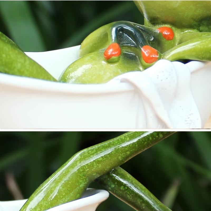 A Whimsical Frog Statue with a Unique Design of a Frog Taking a Bath Perfect for Home Decor Both Indoors And Outdoors