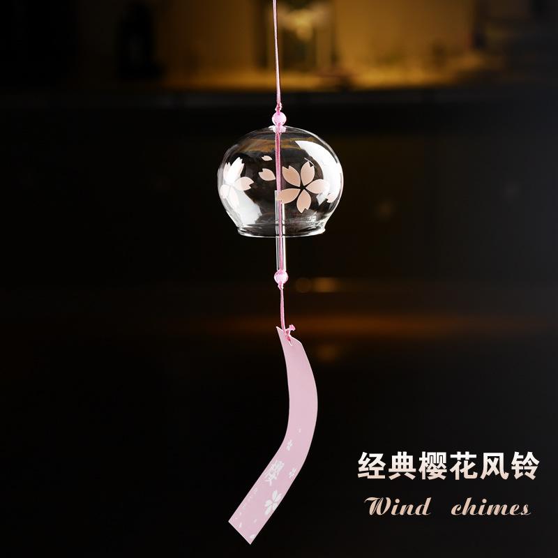 Japanese Style Cute Wind Chime Handmade Glass Painted Hanging Ornament Creative Gift for Girls