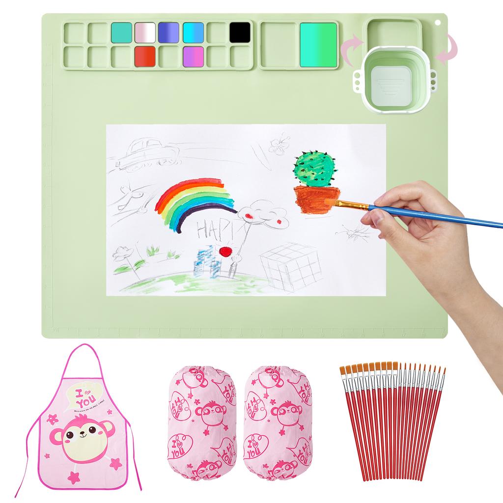 Popular Suction Cup Reusable Silicone Drawing Pad Mat with Cup Art Silicone Painting Mat Collection High Quality Practical Daily Use