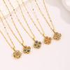 Necklace Light Luxury High Sense Niche Titanium Steel Necklace Trendy Brand Four-leaf Clover Rotatable Temperament Versatile Zircon Necklace Women