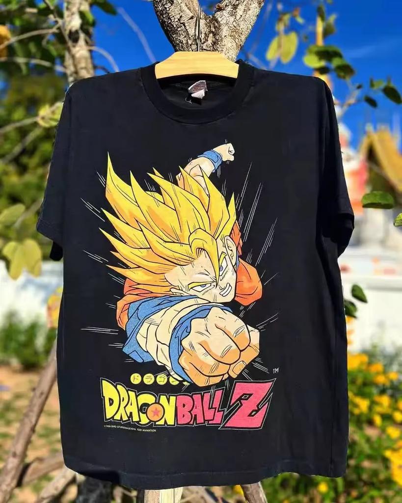 2026 American Retro Animation Dragon Ball Splicing Poster Wind Short-sleeved T-shirt Unisex's and Women's Pure Cotton Short Sleeve