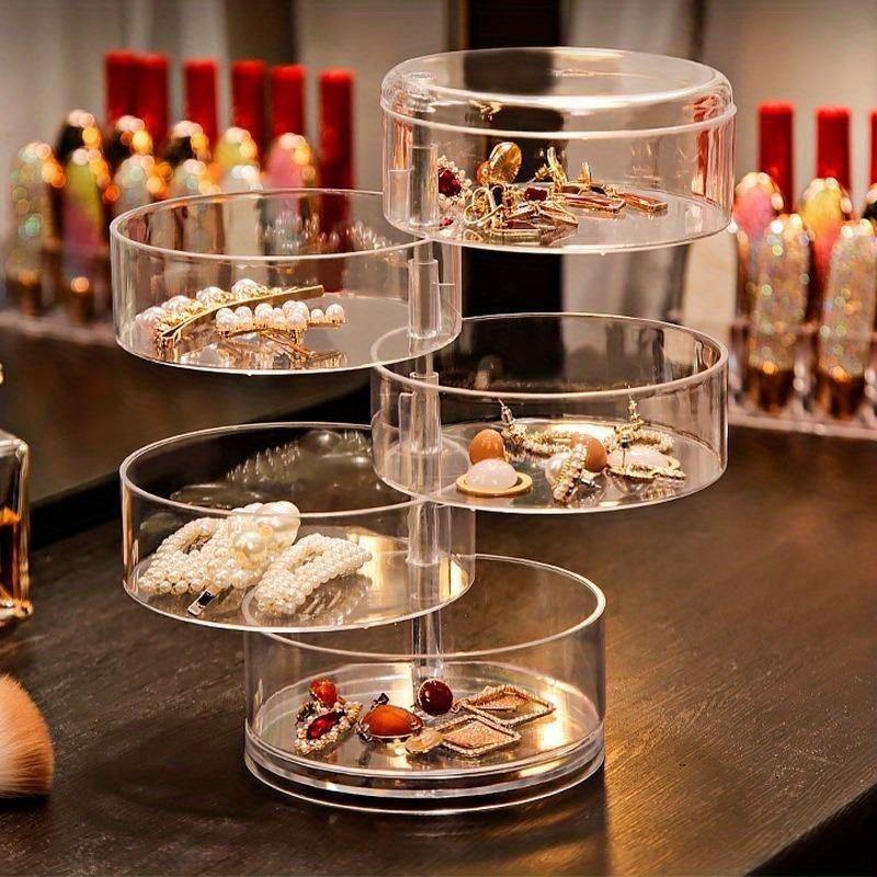Transparent Rotatable Jewelry Storage Box Desktop Makeup Storage Rack