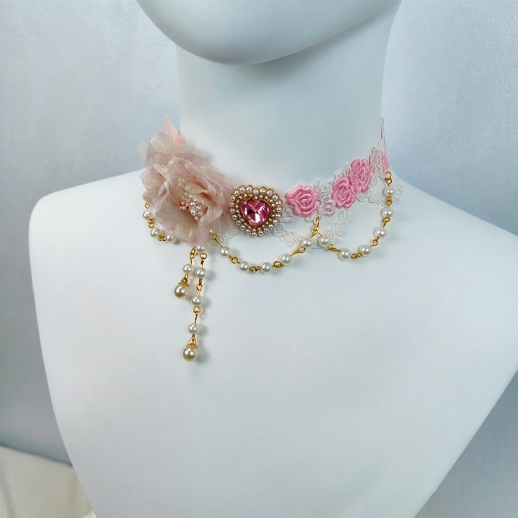 Elegant Retro Rose Flower Collarbone Chain Necklace Gothic Lolita Black Lace Collar Choker Ornament Wedding Halloween Accessorie