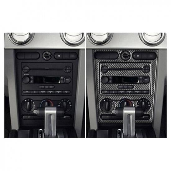 Carbon Fiber Center Console CD & AC Panel Cover Trim For Ford Mustang 2005-2008