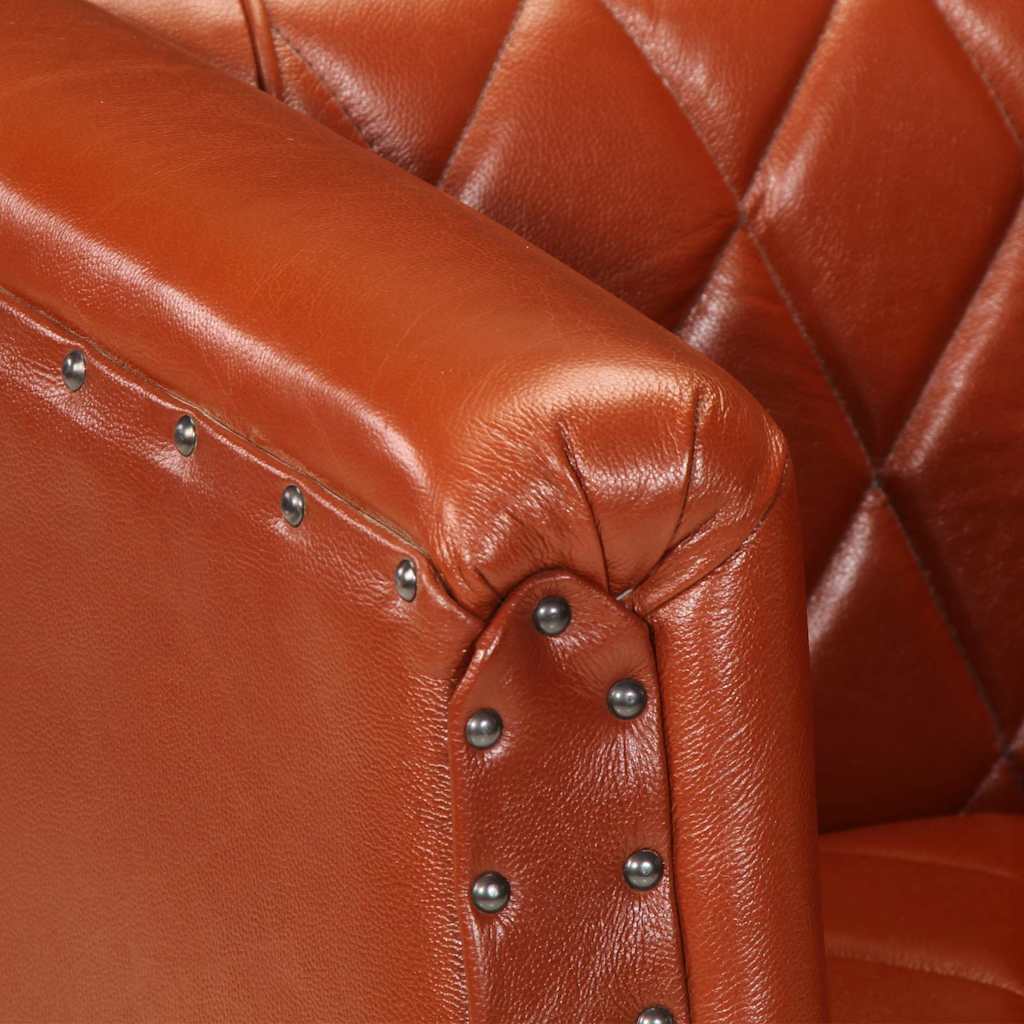Armchair in Brown Genuine Goat Leather