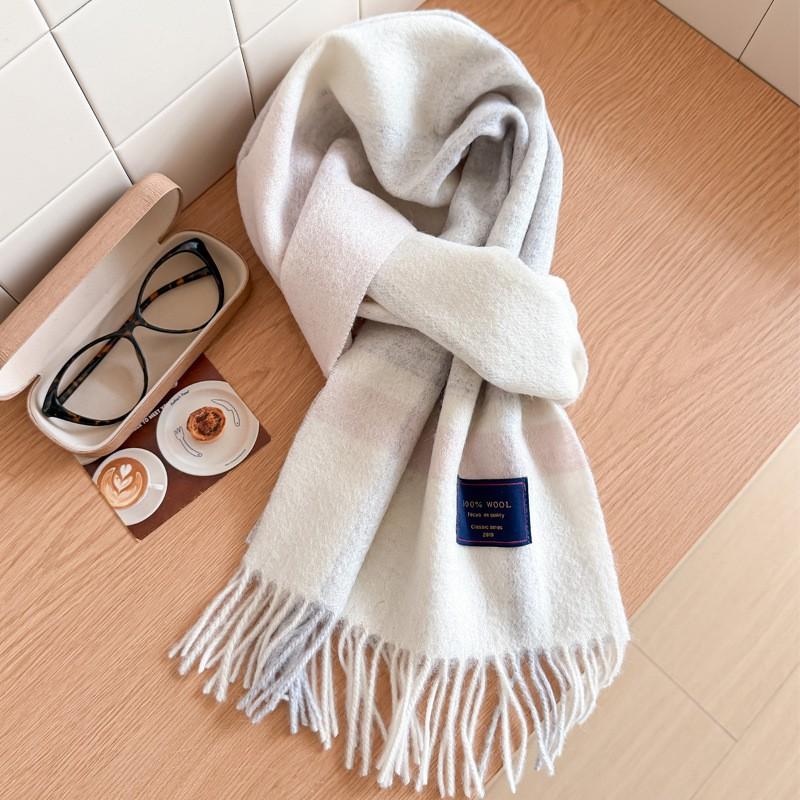 100% Wolle Karierter Schal Herren Damen Paar Warm Kaschmir-Mischung Karriert Winter Halswärmer