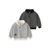 Children's Striped Stand-Up Collar Sweatshirt Korean Style Kids' Clothing Spring and Autumn Boys' Zipper Patch Top Baby Long-Sleeve Pullover