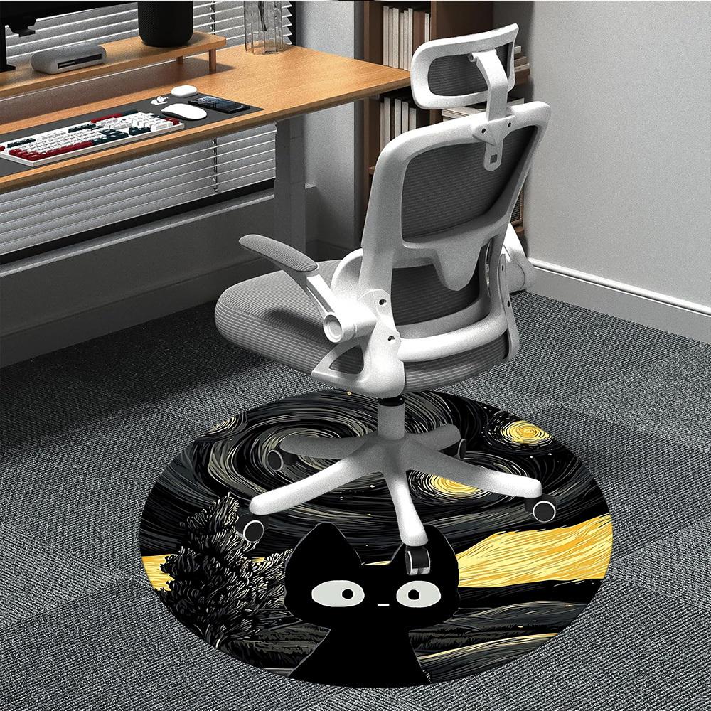 

1pc Starry Night Cat Office Round Area Rug, Under Office Chairs Bedroom Living Room Home Decor, Room Deco, Available in Various Sizes L1121052 80cm by 80cm