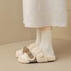 Thick-bottomed leather fluffy slippers for women's winter wear with velvet cotton mops