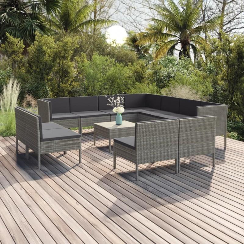 Day and Night - Day and Night Garden Furniture Set 12 Pieces and Gray Synthetic Rattan Cushions