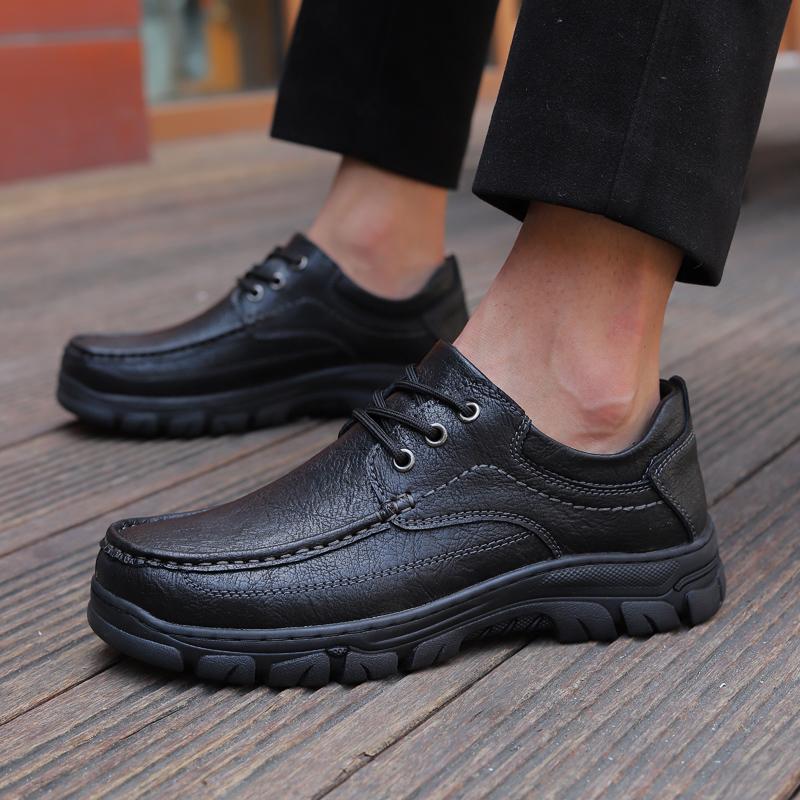 Модная мужская повседневная обувь из натуральной кожи на шнуровке — фото 6