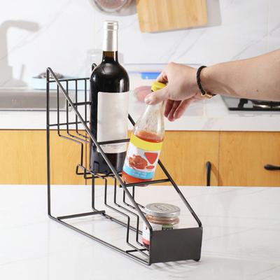 Coffee Syrup Rack Storage 4 Layers Minimalist Black Metal Drink Beer Wine Syrup Bottle Organizer Holder Display Stand Coffee Bar Kitchen Accessories
