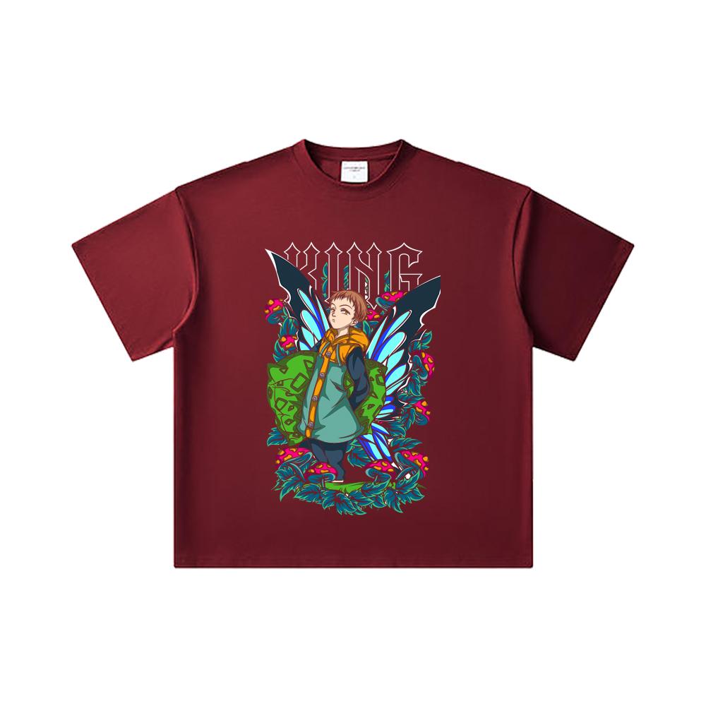 260 GSM Double Yarn 32 Count 100% Cotton Seven Deadly Sins V6 King Print Unisex Heavy Cotton T Shirt
