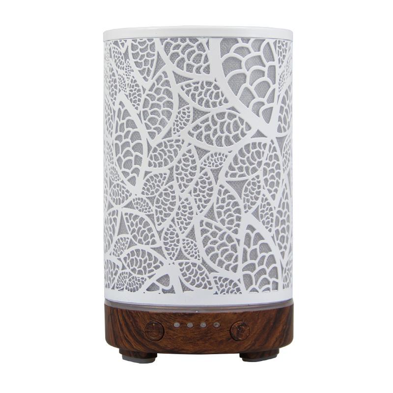 Aroma Diffuser Iron Hollow Leaves Ultrasonic Air Humidifier Desktop Humidifier Smart Home Appliances Room Decor with Led Light