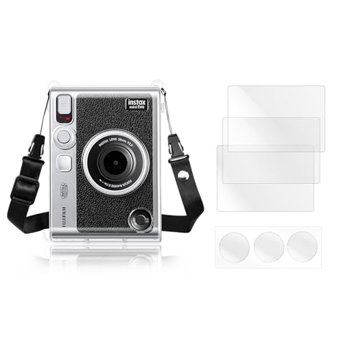 

Rieibi Instax Mini Evo 360° Full Protection Accessories Set, Practical [Instax Mini Evo Clear Case + Tempered Glass Screen Protector + Lens Protector]