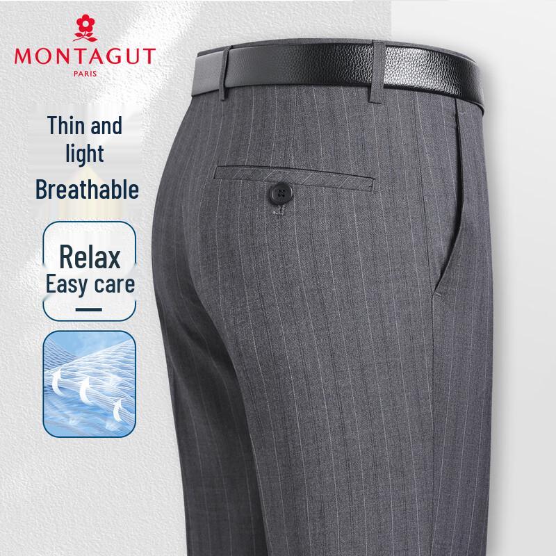 

MONTAGUT Мужские легкие деловые брюки в полоску прямого кроя XL