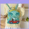 Mochila Snoopy de Desenho Animado em Material PU com Fecho de Zíper para Viagens Casuais e Crianças