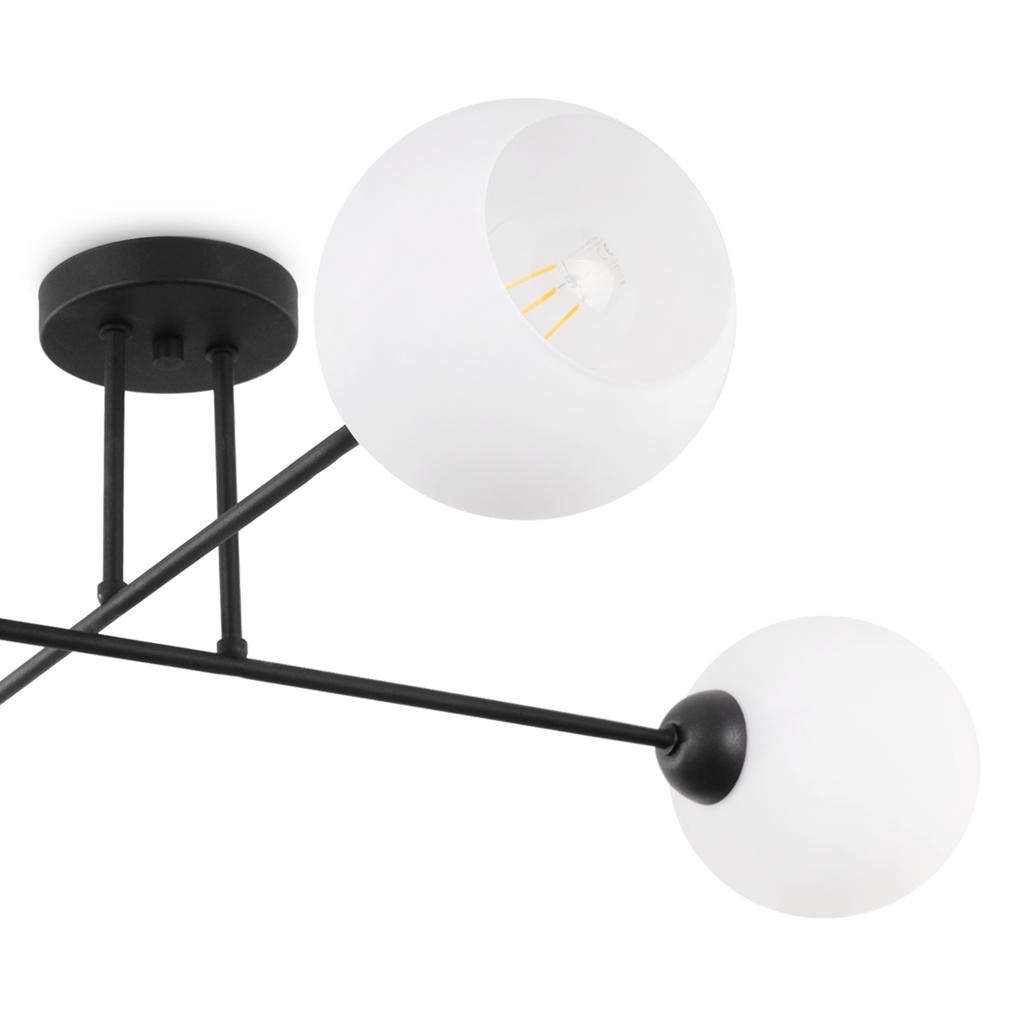 Asturia Black Ceiling Lamp 4-Flat White Lampshade E27