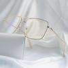 Fashion Vintage Square Frame Oversized Metal Glasses for Men Women Gold Optical Spectacle with Clear Lens