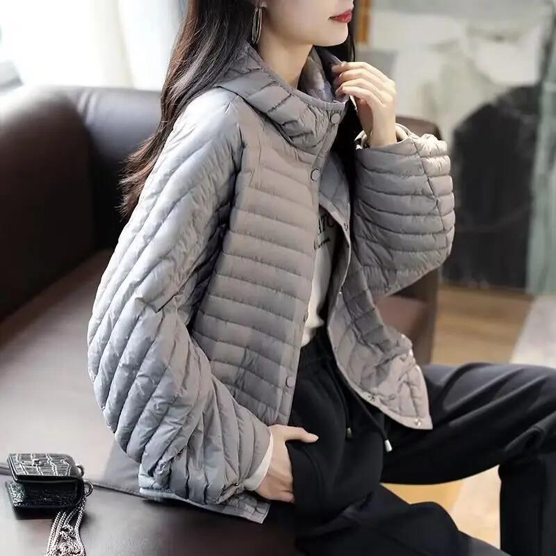 Lightweight Autumn/Winter Jacket Women's Fashion Lightweight Hooded Loose Parker Down Cotton Coat Women's