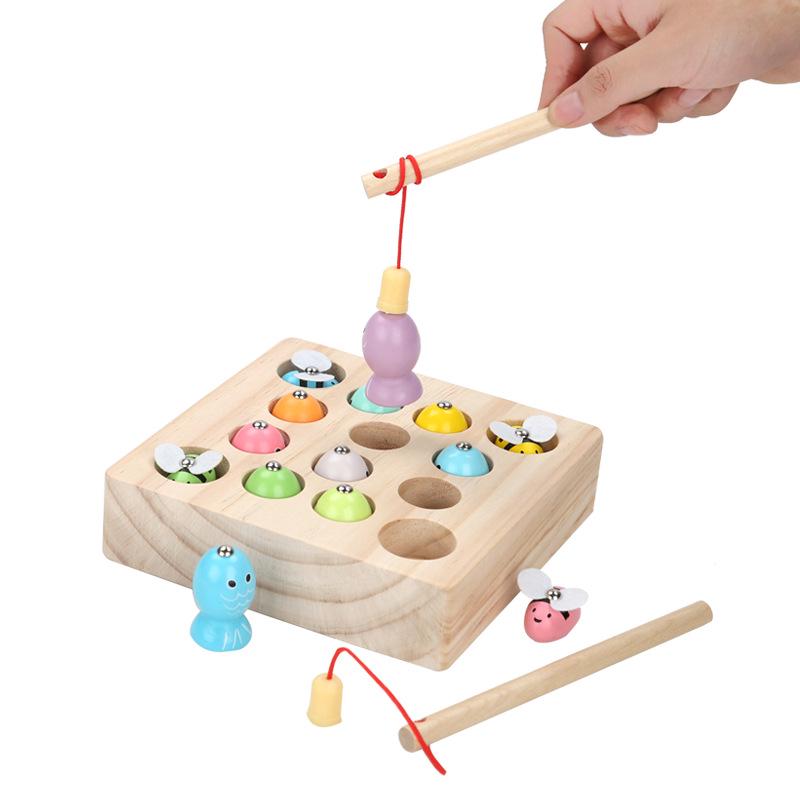 Wooden Children's Educational Magnetic Bee Fishing Game
