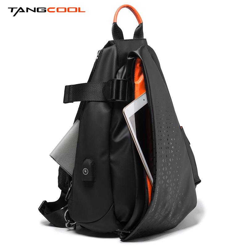 TANGCOOL Men's USB Charging Chest Bag - Outdoor Sports Crossbody Shoulder Bag