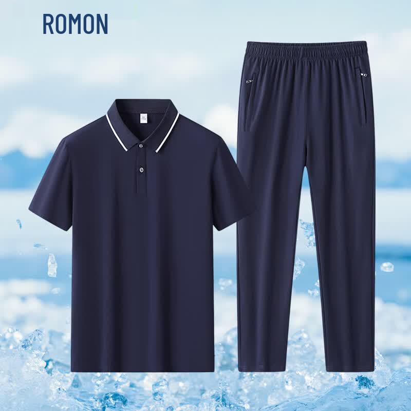 ROMON Men s Summer Cooling Polo Shirt & Pants Set 4XL