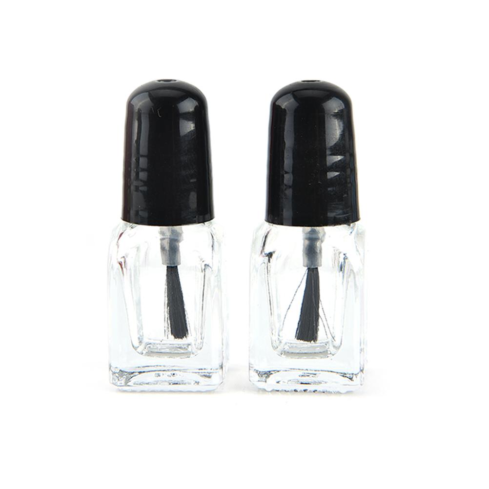2ml/3ml Empty Nail Polish Clear Glass Bottle Storage Container with Black Cap