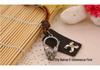 Alloy Two-Circle Pendant Necklace with Genuine Leather Cowhide Cord