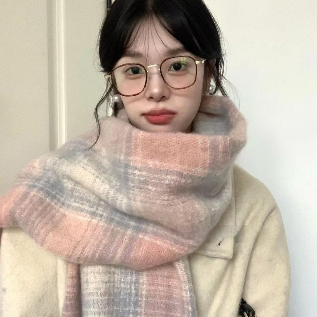 Atmosphere Maillard plaid scarf women's winter new Korean high-end sense thickened warm scarf student