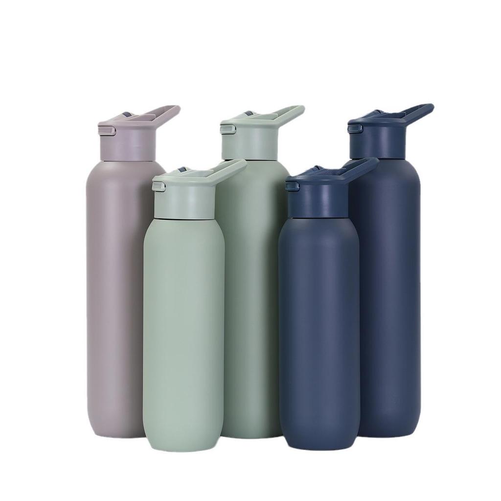 Portabel Bergsklättring Dubbelskikt Isolerad Sportvattenflaska, 304 Rostfritt Stål, med Handtag och Liten Öppning.