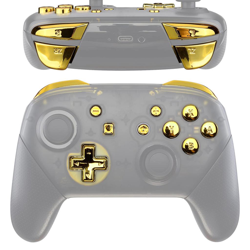 Komplett set knappar för eXtremeRate switch pro ABXY ZR ZL L R-knappar för pro-kontroller switch-kontroller ingår ej (metallisk krom) kontroller,