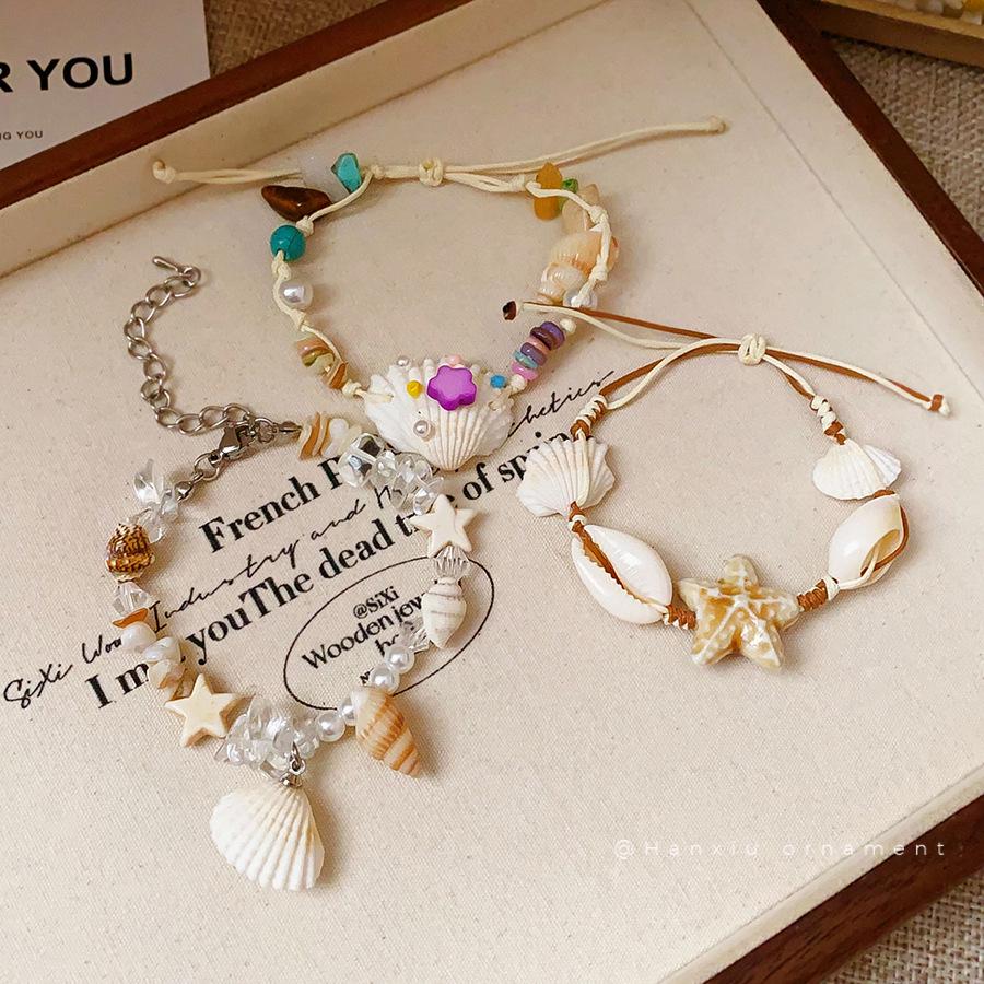Niche Fashion Seashell & Pearl Star Bracelet for Women - Vacation Style Hand Jewelry