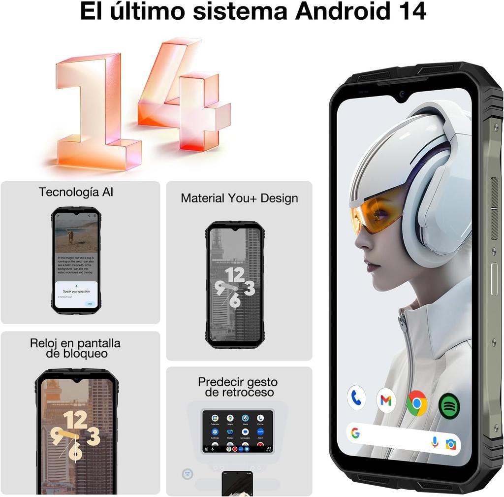 DOOGEE V Max Plus Cell phone 6.58" HD+ Display, 120Hz 36GB(16+20) 512GB, 200MP Ai Camera 22000mAh Battery  Android 14