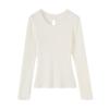 Elegant Slim Fit Long-Sleeve Round Neck T-Shirt for Women - Autumn/Winter Korean Style Base Layer