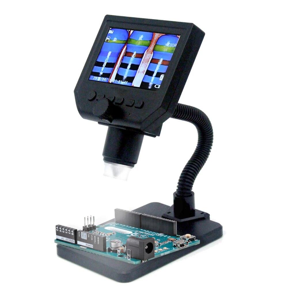 4,3-Zoll-LCD-Digitalmikroskop, 1–600-faches Münzmikroskop für fehlerhafte Münzen, USB-Lupe, Mikroskop mit hohem Ständer, 8 LEDs, für Erwachsene und Kinder