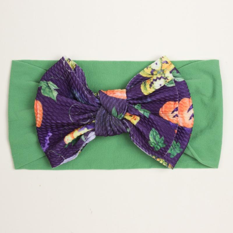 New Halloween Day Children's Headband, Pumpkin Head Printed Bow Baby Hair Accessories, Baby Headscarf