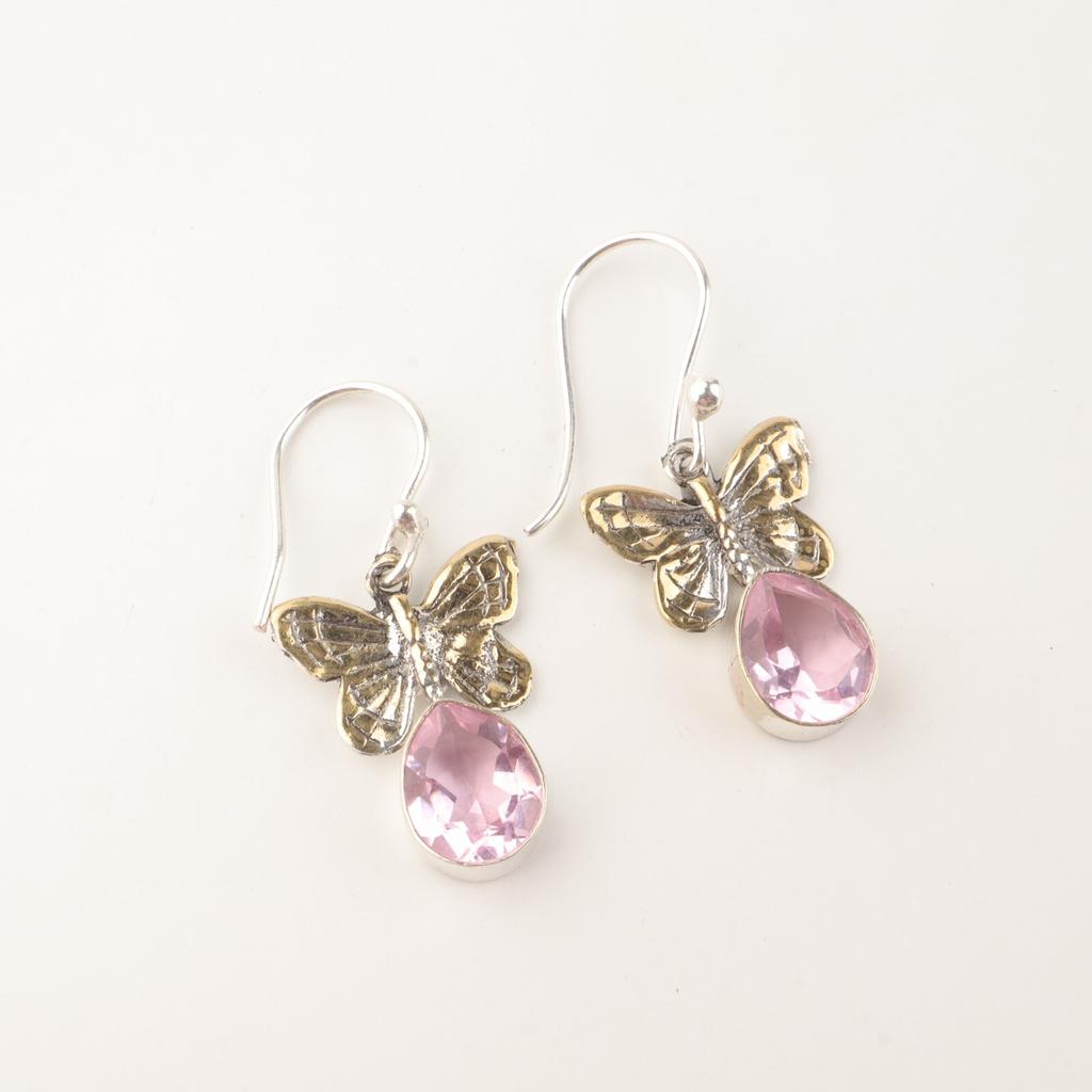 Morganite Gemstone 925 Sterling Silver Jewelry Handmade Stylish Earrings 1.3" EE-155-10