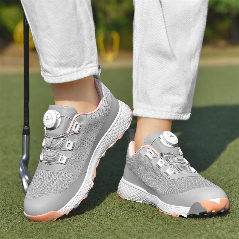 Cross-border New Golf Shoes, Light and Breathable, Men's and Women's Adult Outdoor Sports, Rotating Button Sneakers